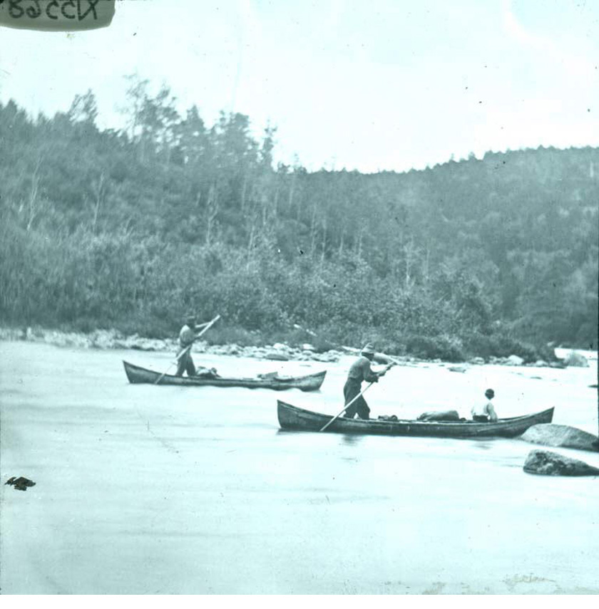 Wolastoqew Men Poling Canoes on the Tobique River, New Brunswick