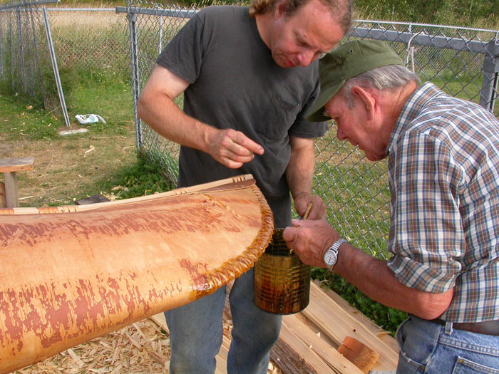 Frank Loring and Steve gumming the stem