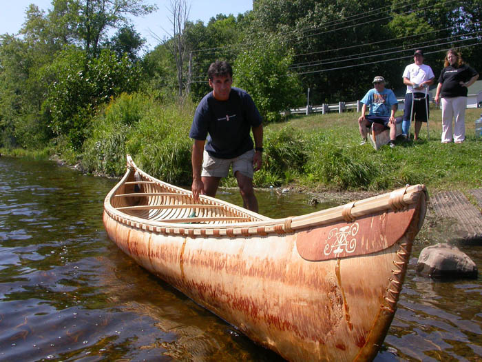Barry Dana with the new canoe