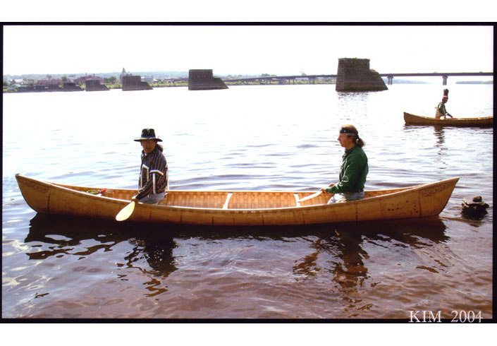 Wayne Brooks and Steve Cayard in the 18-foot canoe.  Photo by Kim Brooks